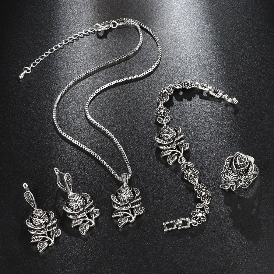 2024 Manufacturers Wholesale Drop Stainless Steel Crystal Necklaces And Women's Earrings Girls Jewelry Set Party Gift New Trend