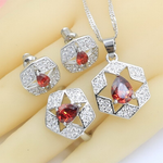 Red Zircon Silver Jewelry Set