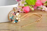 Gold Enamel Flower Jewelry Set