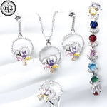 Colorful Zirconia 925 Sterling Silver Jewelry Set