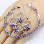 Purple 925 Silver Stamped Jewelry Set