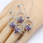 Purple 925 Silver Stamped Jewelry Set