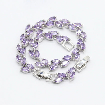 Purple 925 Silver Stamped Jewelry Set