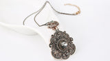 Gold Crystal Pendant Vintage Necklace Crystal Jewelry