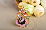 Multicolored Gemstones Pink FlowerJewelry Set