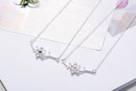 Pink Cherry Blossoms Zircon Flower 925 Sterling Silver Jewelry Set