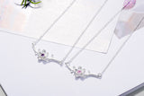 Purple Cherry Blossoms Zircon Flower 925 Sterling Silver Jewelry Set