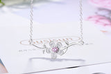 Pink Cherry Blossoms Zircon Flower 925 Sterling Silver Jewelry Set