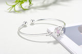 Pink Cherry Blossoms Zircon Flower 925 Sterling Silver Jewelry Set