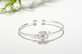 Pink Cherry Blossoms Zircon Flower 925 Sterling Silver Jewelry Set