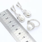 Silver Color White Pearl Jewelry Set