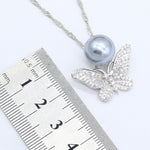 Silver Butterfly Pearl Color Jewelry Set