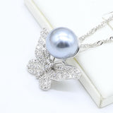 Silver Butterfly Pearl Color Jewelry Set