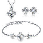 Flower Zircon 925 Sterling Silver Jewelry Set