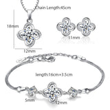 Flower Zircon 925 Sterling Silver Jewelry Set