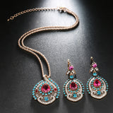 Gold Pink Crystal Vintage Jewelry Set