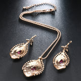 Gold Pink Crystal Vintage Jewelry Set