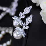 925 Sterling Silver Pearl Zircon Jewelry Set