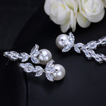 925 Sterling Silver Pearl Zircon Jewelry Set