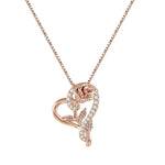 Heart Rose Gold Stainless Steel  Flower Pendant Necklace