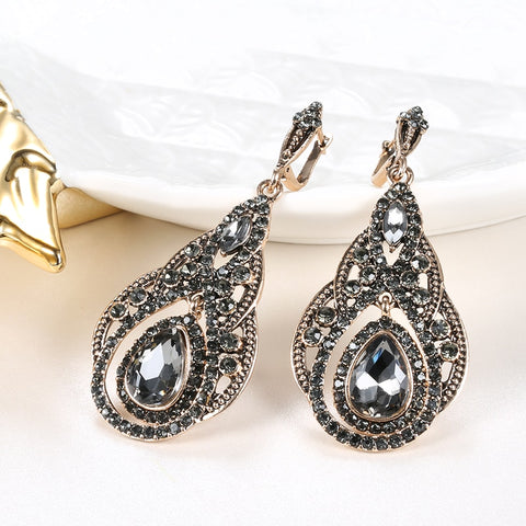 Gold Crystal Vintage Earring Crystal Flower Jewelry