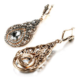 Gold Crystal Vintage Earring Crystal Flower Jewelry