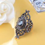 Gray Gold Crystal Vintage Ring Crystal Jewelry