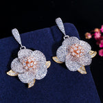 Rose Gold Flower Cubic Zirconia Jewelry Set