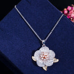 Rose Gold Flower Cubic Zirconia Jewelry Set