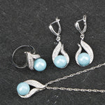 Blue Freshwater 925 Silver Pearl Jewelry Set