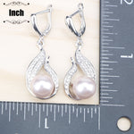 White Zircon Stone Pearl 925 Silver Jewelry Set