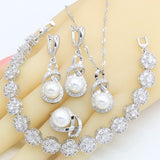 Silver Color White Pearl Jewelry Set