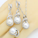 Silver Color White Pearl Jewelry Set