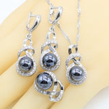 Black Pearl Silver Gray Jewelry Set