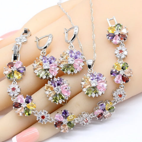 Multicolor Flower Jewelry Set