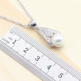 White Freshwater Pearl Silver Color Jewelry Set