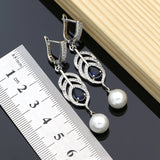 Blue Pearl Stone 925 Silver Jewelry Set