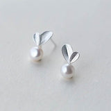 Pearl Leaf Stamp 925 Sterling Silver Jewelry Set