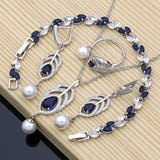 Blue Pearl Stone 925 Silver Jewelry Set