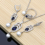 Blue Pearl Stone 925 Silver Jewelry Set