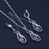 Blue Cubic Zirconia Silver Jewelry Set