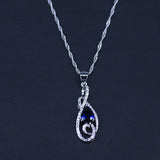 Blue Cubic Zirconia Silver Jewelry Set