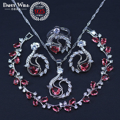 Rose Red Garnet Jewelry Set