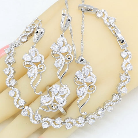 925 Silver White Topaz Jewelry Set