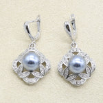 Gray Pearl Silver Color Jewelry Set