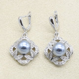 Gray Pearl Silver Color Jewelry Set