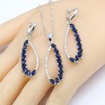 Blue Sapphire 925 Silver Jewelry Set