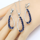 Blue Sapphire 925 Silver Jewelry Set