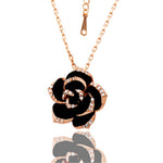 Rose Gold Flower Enamel Jewelry Set
