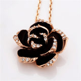 Rose Gold Flower Enamel Jewelry Set